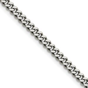 4mm Stainless Steel Heavy Flat Curb Chain Necklace, 30 Inch